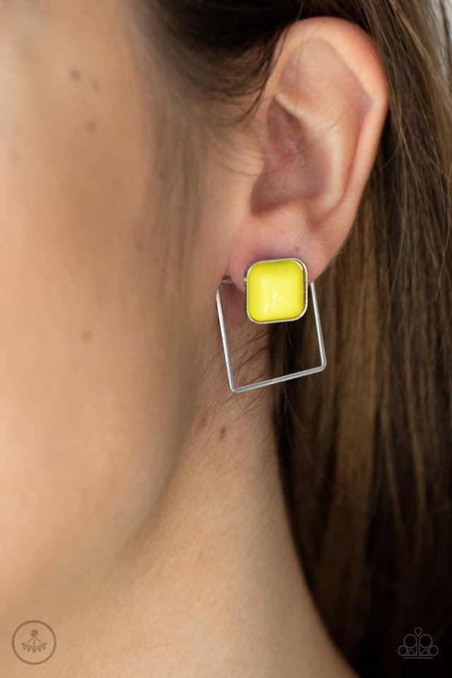 FLAIR and Square - Yellow - Paparazzi Earring Image