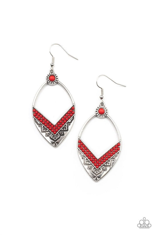 Indigenous Intentions - Red - Paparazzi Earring Image