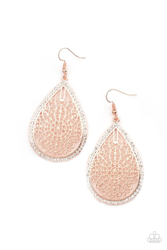 Fleur de Fantasy - Rose Gold - Paparazzi Earring Image