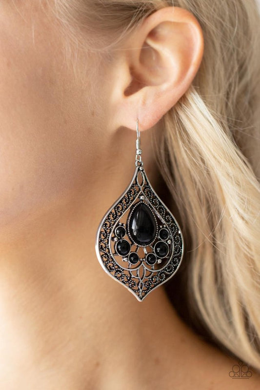 New Delhi Nouveau - Black - Paparazzi Earring Image