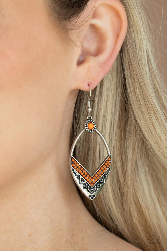 ​Indigenous Intentions - Orange - Paparazzi Earring Image