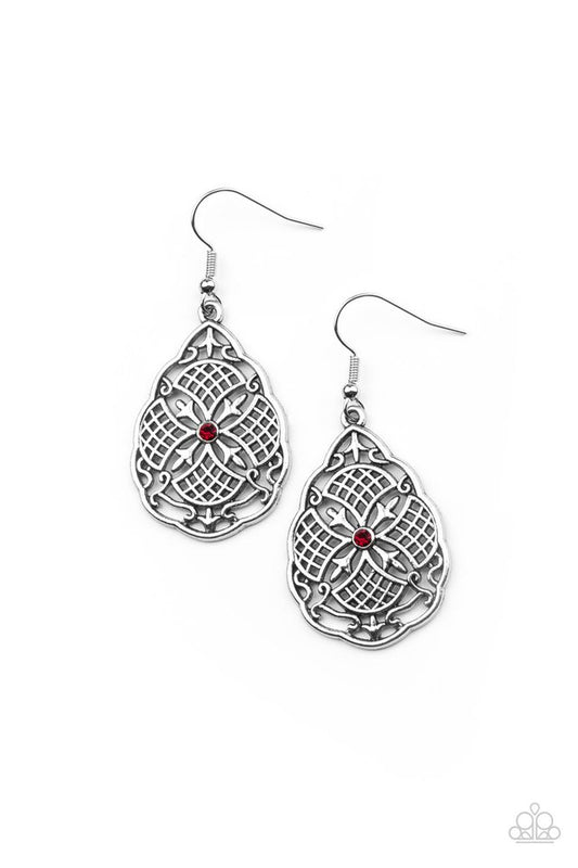 ​​Paradise Picnic - Red - Paparazzi Earring Image