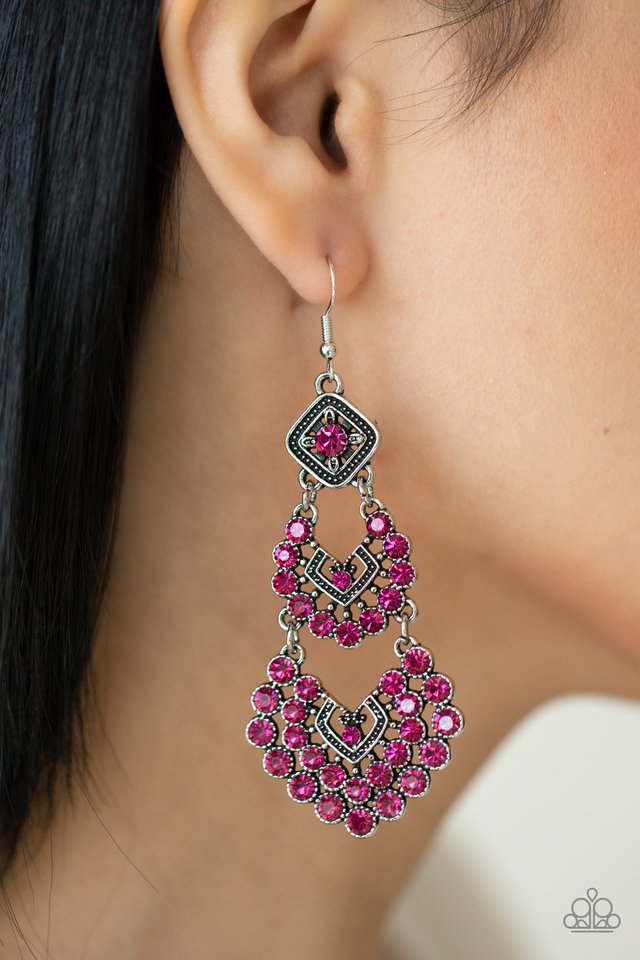 All For The GLAM - Pink - Paparazzi Earring Image