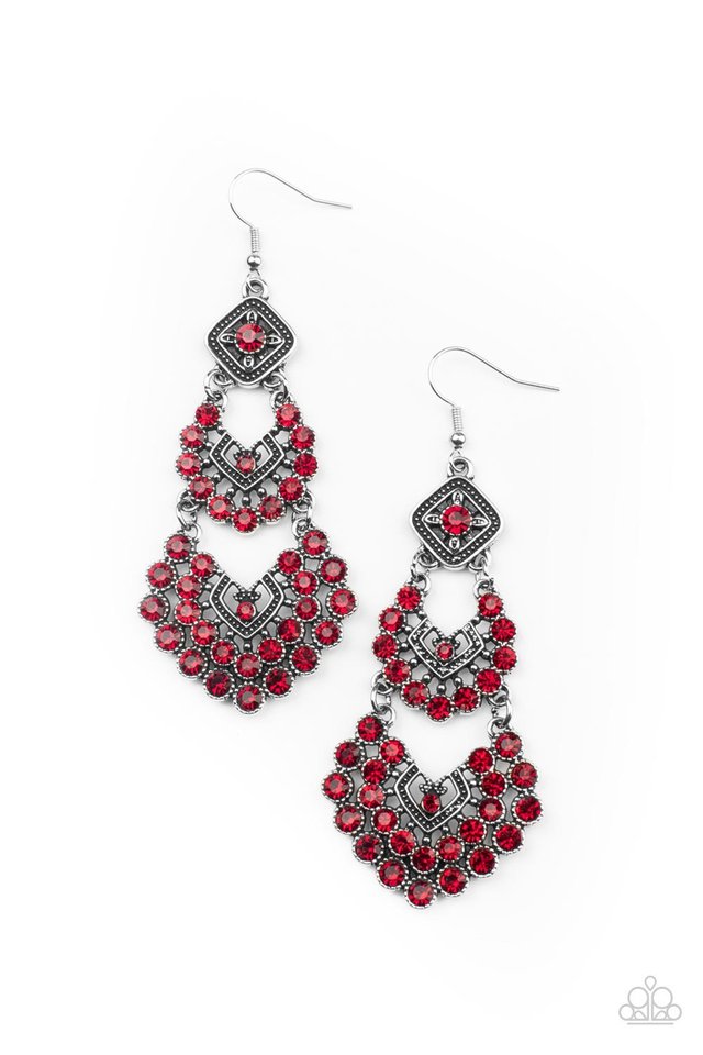 All For The GLAM - Red - Paparazzi Earring Image