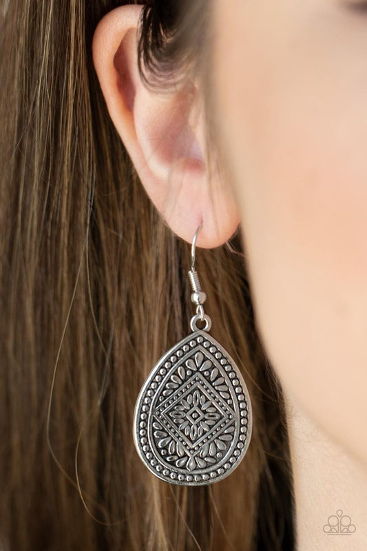 ​Mayan Mecca - Silver - Paparazzi Earring Image