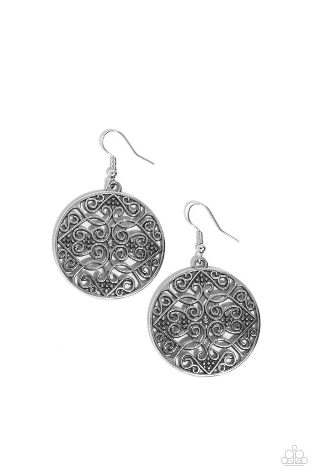 ​Dubai Décor - Silver - Paparazzi Earring Image