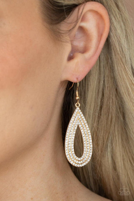 ​Exquisite Exaggeration - Gold - Paparazzi Earring Image