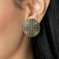 ​Shielded Shimmer - Brass - Paparazzi Earring Image