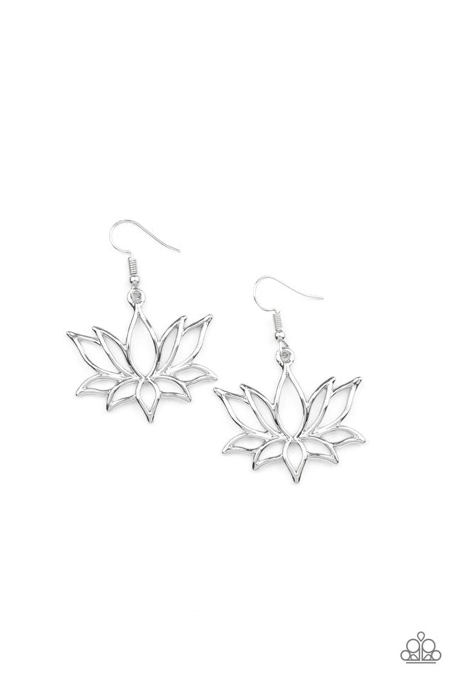 Lotus Ponds - Silver - Paparazzi Earring Image