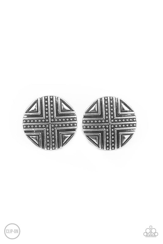 Shielded Shimmer - Silver - Paparazzi Earring Image