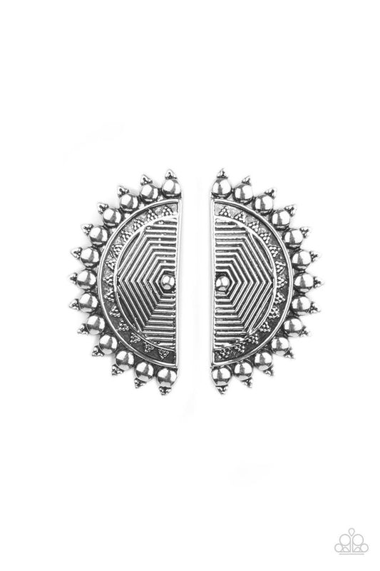 ​Fiercely Fanned Out - Silver - Paparazzi Earring Image