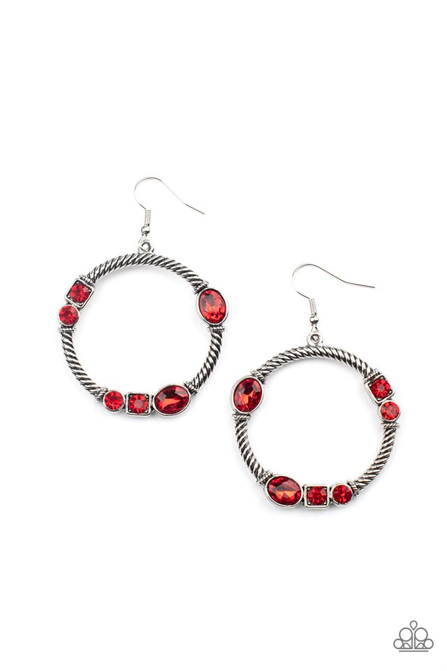 ​Glamorous Garland - Red - Paparazzi Earring Image