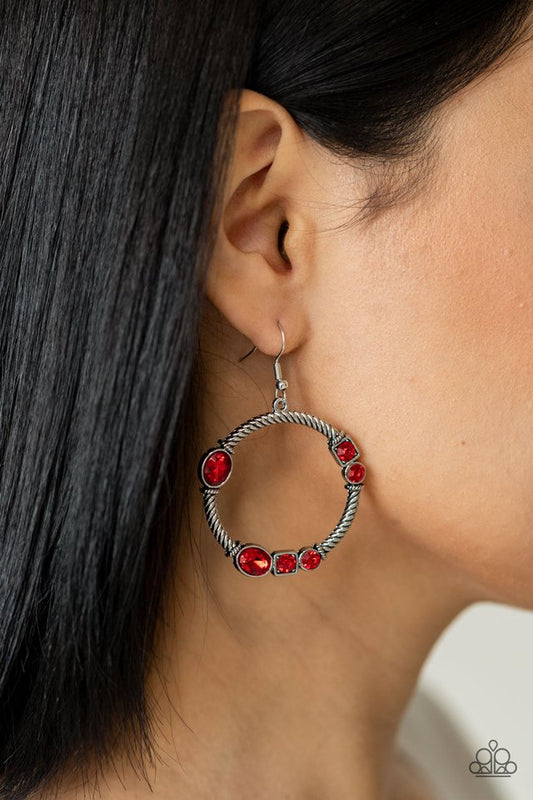 ​Glamorous Garland - Red - Paparazzi Earring Image