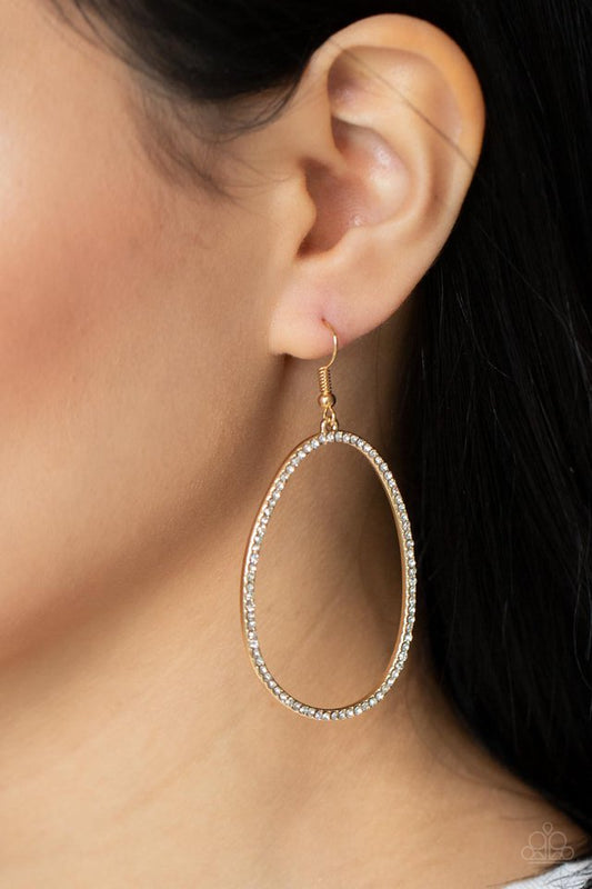 OVAL-ruled! - Gold - Paparazzi Earring Image