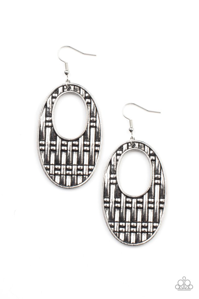 Engraved Edge - Silver - Paparazzi Earring Image