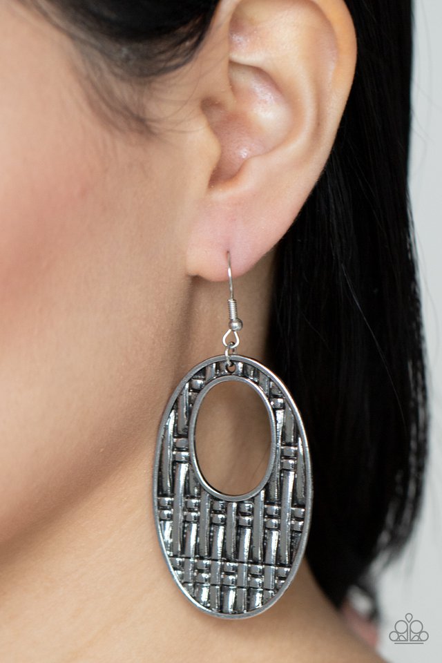 Engraved Edge - Silver - Paparazzi Earring Image