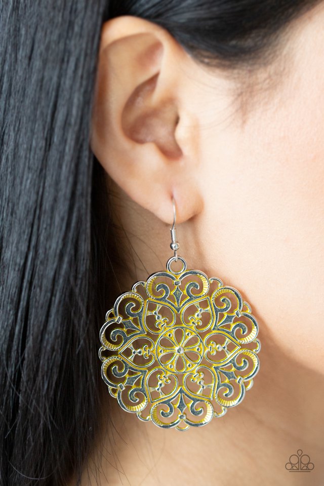 MANDALA Effect - Yellow - Paparazzi Earring Image