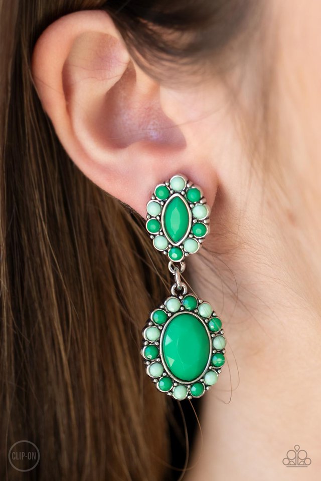 Positively Pampered - Green - Paparazzi Earring Image