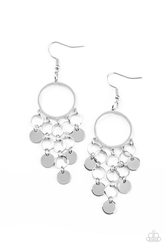 Cyber Chime - Silver - Paparazzi Earring Image