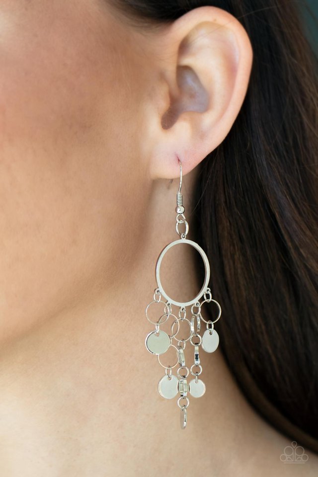 Cyber Chime - Silver - Paparazzi Earring Image