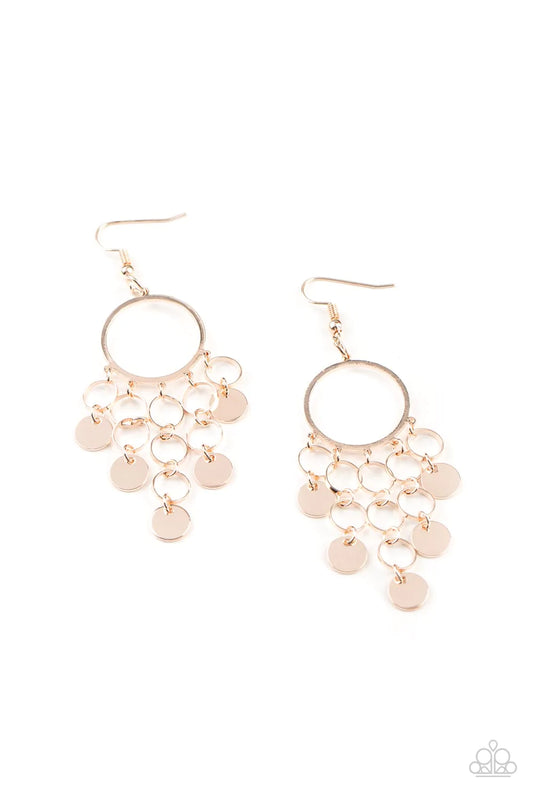 Paparazzi Earring ~ Cyber Chime - Rose Gold