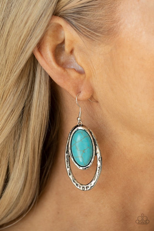 Pasture Paradise - Blue - Paparazzi Earring Image