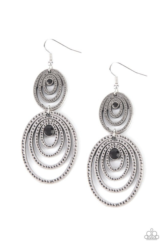 Cosmic Twirl - Black - Paparazzi Earring Image