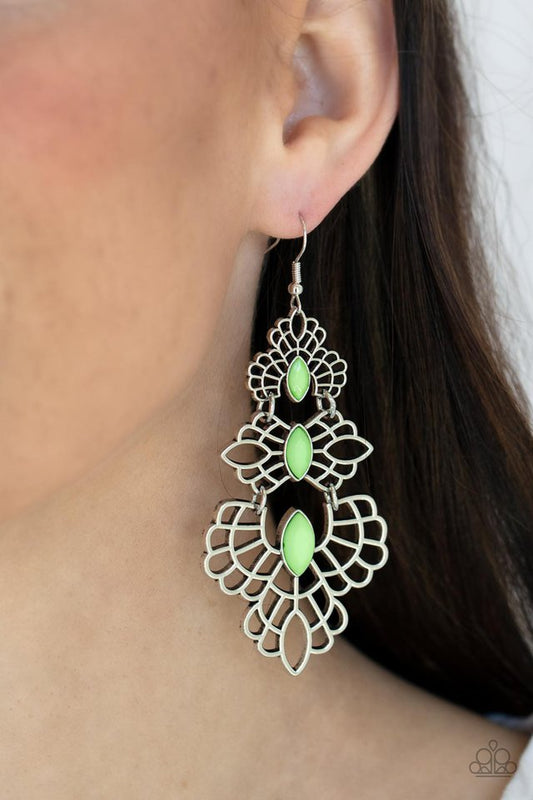 ​Flamboyant Frills - Green - Paparazzi Earring Image