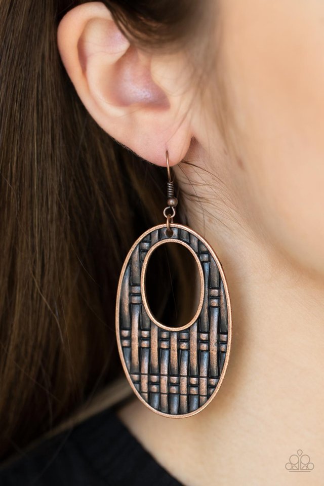Engraved Edge - Copper - Paparazzi Earring Image