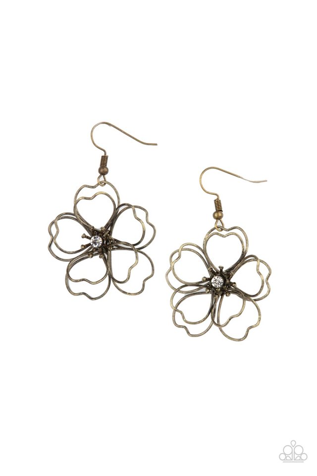 Petal Power - Brass - Paparazzi Earring Image