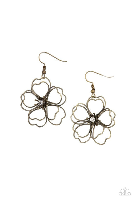 Petal Power - Brass - Paparazzi Earring Image