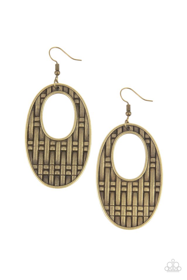 Engraved Edge - Brass - Paparazzi Earring Image