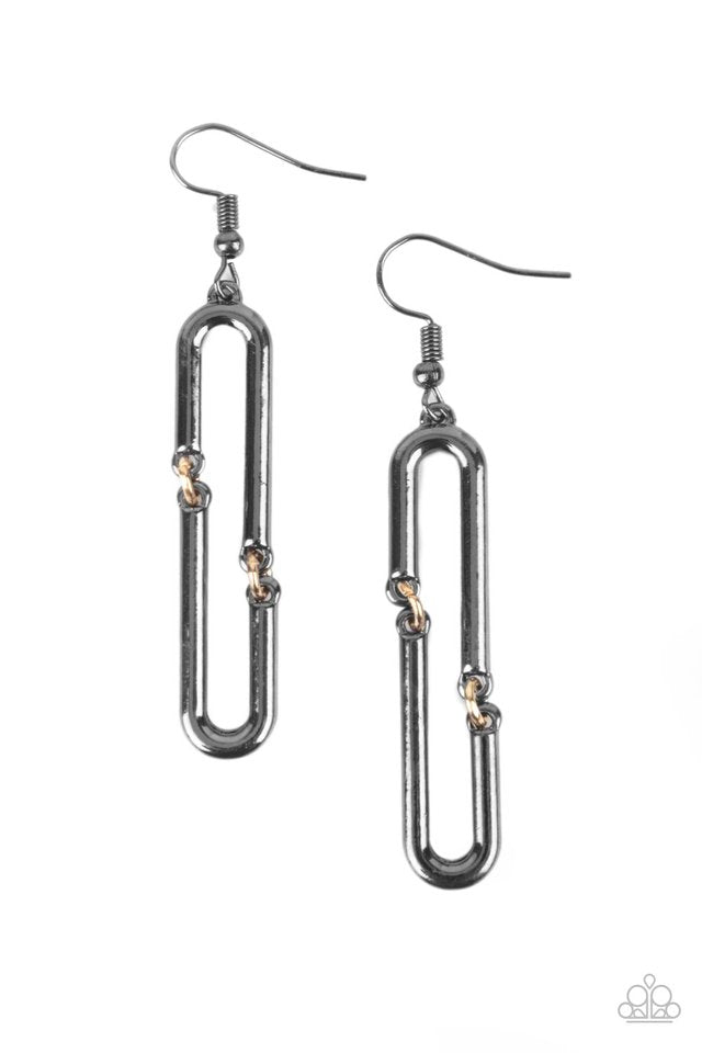Linked and Synced - Black - Paparazzi Earring Image