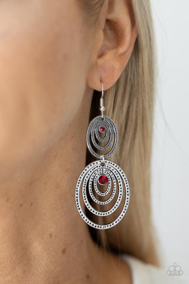 ​Cosmic Twirl - Red - Paparazzi Earring Image