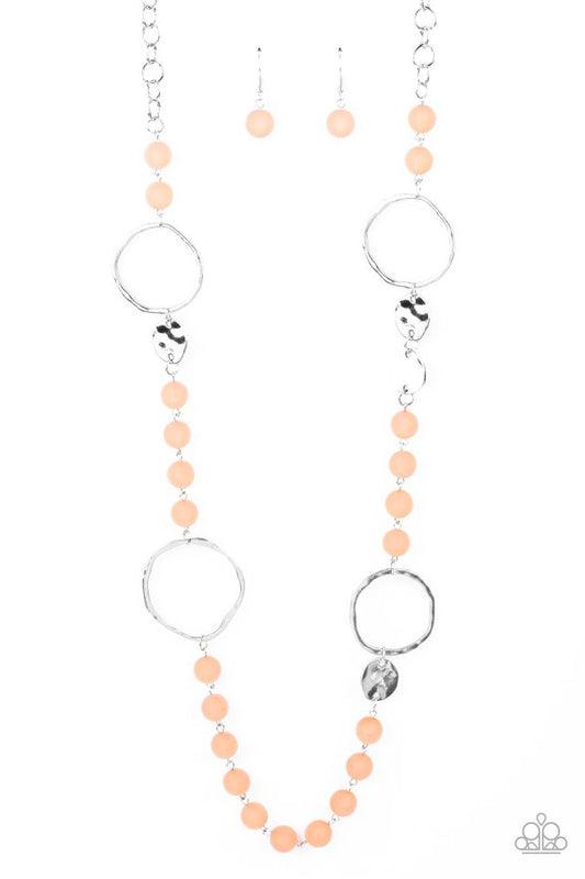 ​Sea Glass Wanderer- Orange - Paparazzi Necklace Image