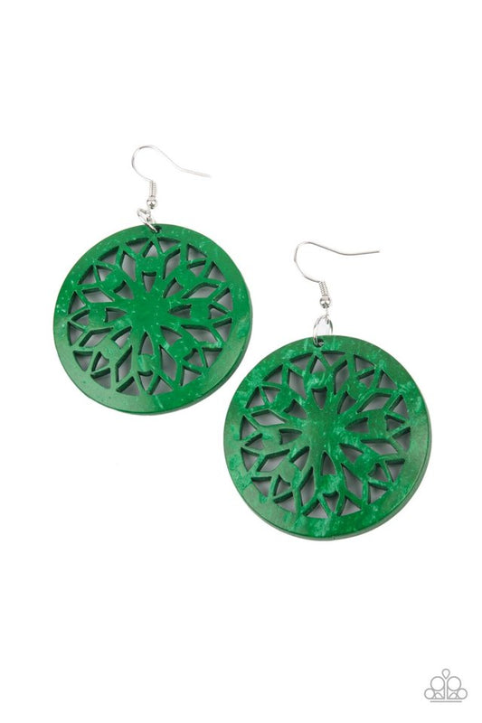 ​Ocean Canopy - Green - Paparazzi Earring Image