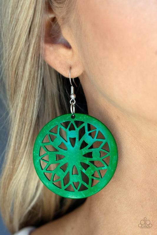 ​Ocean Canopy - Green - Paparazzi Earring Image
