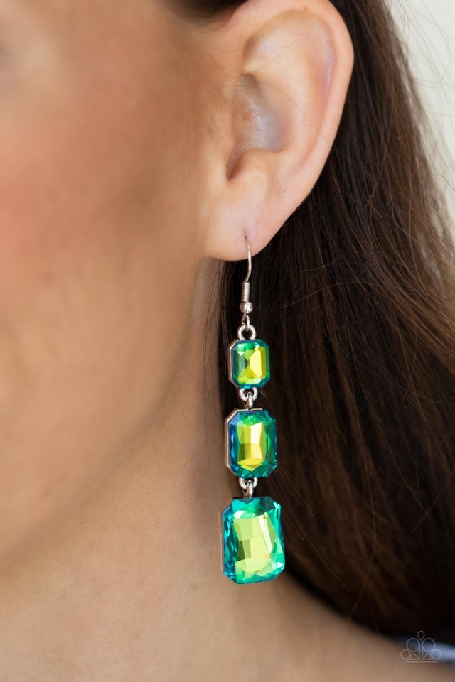 ​Cosmic Red Carpet - Green - Paparazzi Earring Image