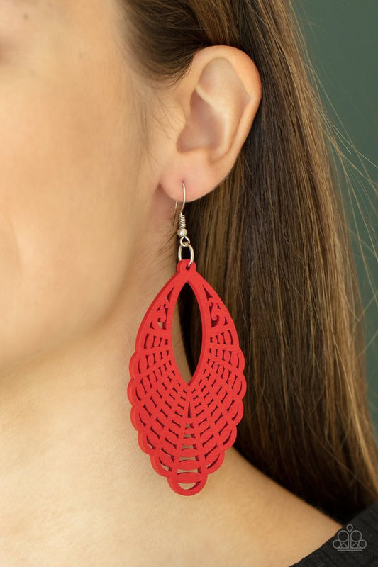 ​Tahiti Tankini - Red - Paparazzi Earring Image