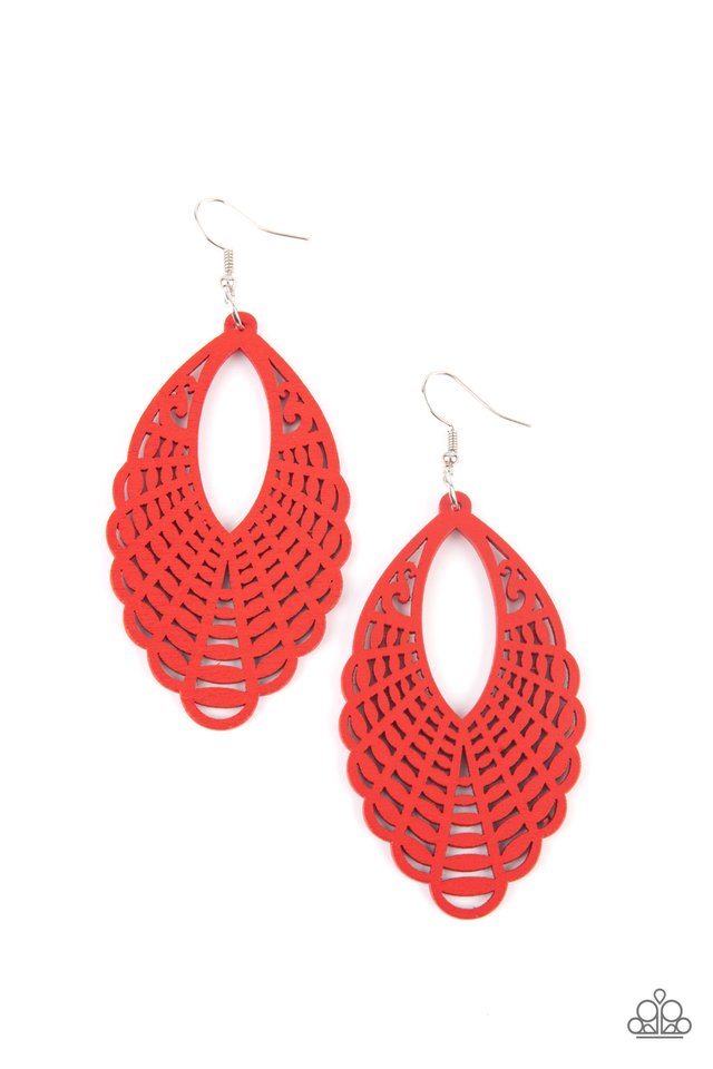 ​Tahiti Tankini - Red - Paparazzi Earring Image