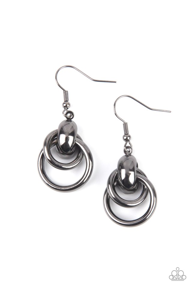 ​Running In Circles - Black - Paparazzi Earring Image