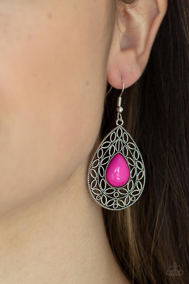 Fanciful Droplets - Pink - Paparazzi Earring Image