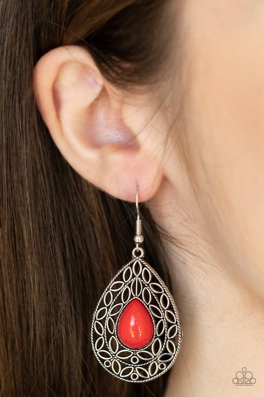 ​Fanciful Droplets - Red - Paparazzi Earring Image