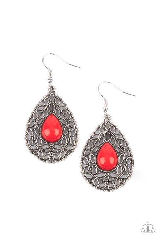 ​Fanciful Droplets - Red - Paparazzi Earring Image