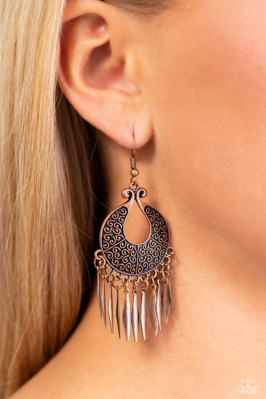 ​Tribal Charm - Copper - Paparazzi Earring Image