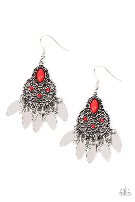 ​Galapagos Glamping - Red - Paparazzi Earring Image