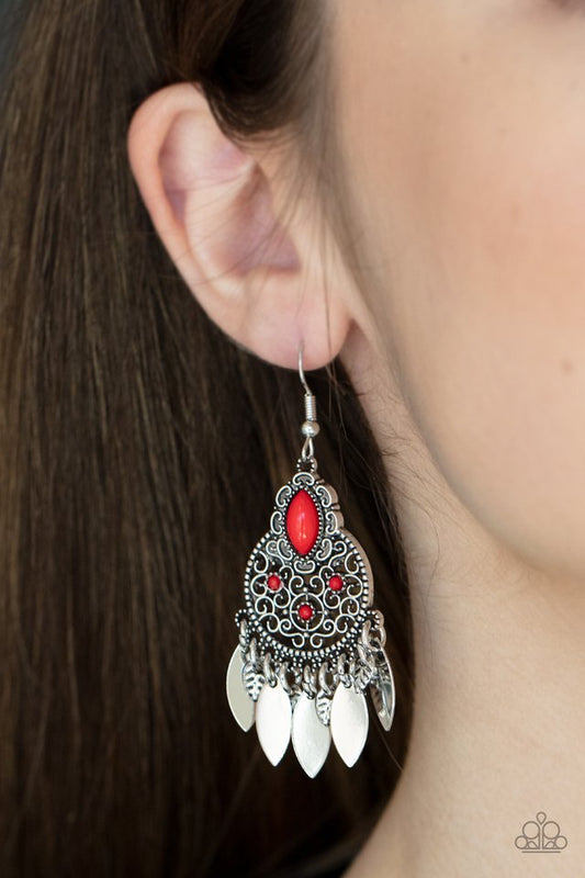 ​Galapagos Glamping - Red - Paparazzi Earring Image