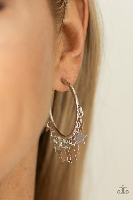 ​Happy Independence Day - Silver - Paparazzi Earring Image