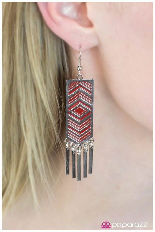 Paparazzi Earring ~ Lone Star - Red