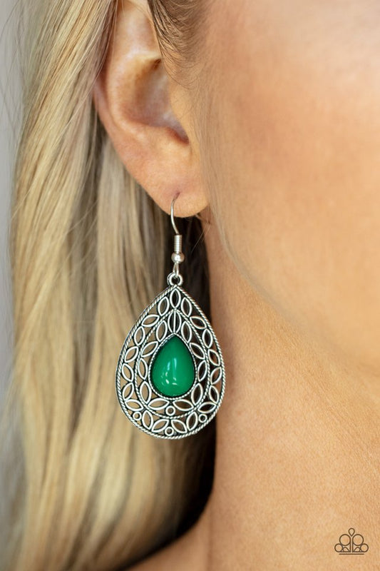 Fanciful Droplets - Green - Paparazzi Earring Image
